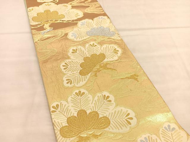 平和屋着物◎六通柄袋帯 松 金銀糸 正絹 逸品 BAAU8255hv