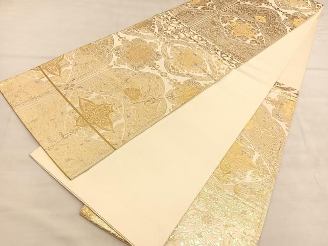 平和屋着物◎六通柄袋帯 飾花文 金糸 正絹 逸品 BAAU8274hv