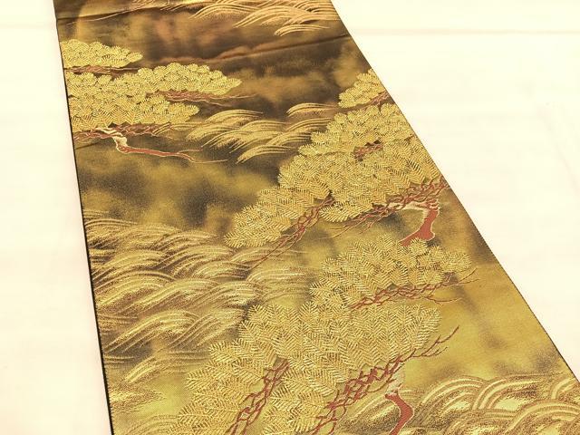 平和屋着物◎六通柄袋帯 花松文 金糸 正絹 逸品 BAAU8299hv