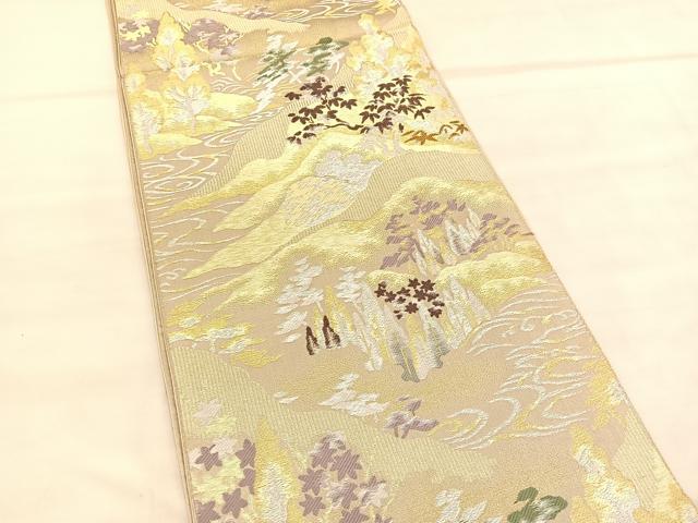 平和屋着物◎六通柄袋帯 唐織 風景文 金銀糸 BAAU8301hv