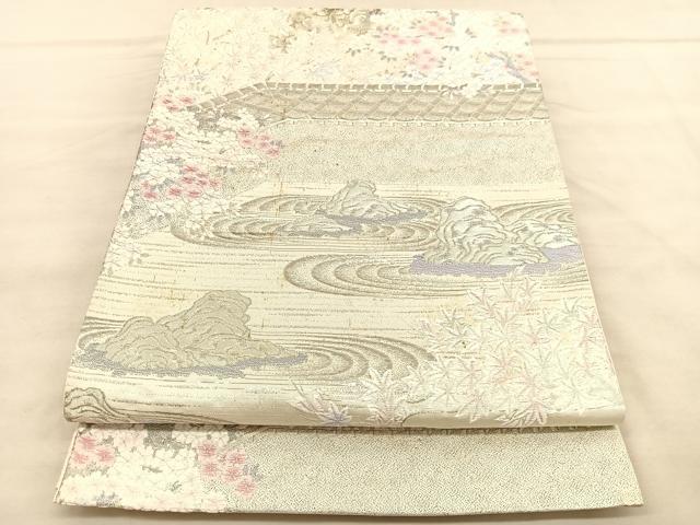 平和屋着物◎六通柄袋帯 唐織 京百景 龍安寺 プラチナ箔 正絹 逸品 BAAU8312hv