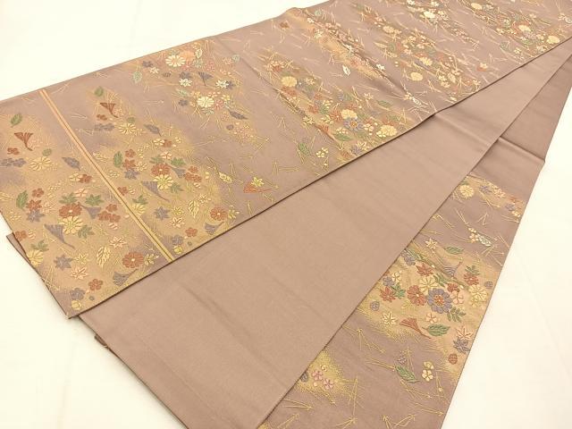 平和屋着物◎六通柄袋帯 唐織 吹き寄せ文 金糸 正絹 逸品 BAAU8476yc