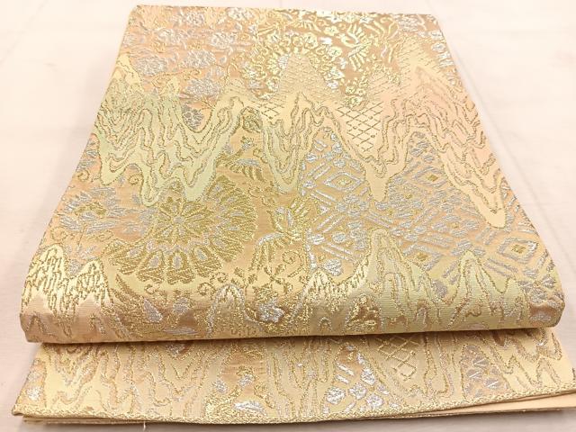平和屋着物◎六通柄袋帯 鳳凰更紗花文 金銀糸 正絹 逸品 BAAU8480yc