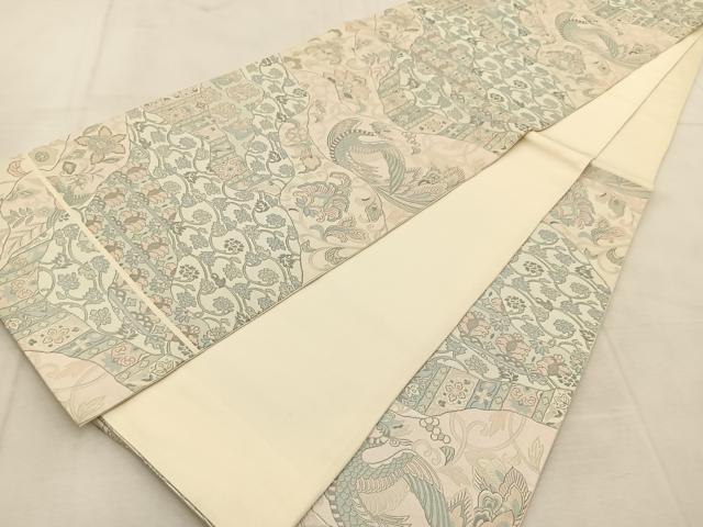 平和屋着物◎六通柄袋帯 九百 唐草鳳凰文様 正絹 逸品 BAAU8481yc