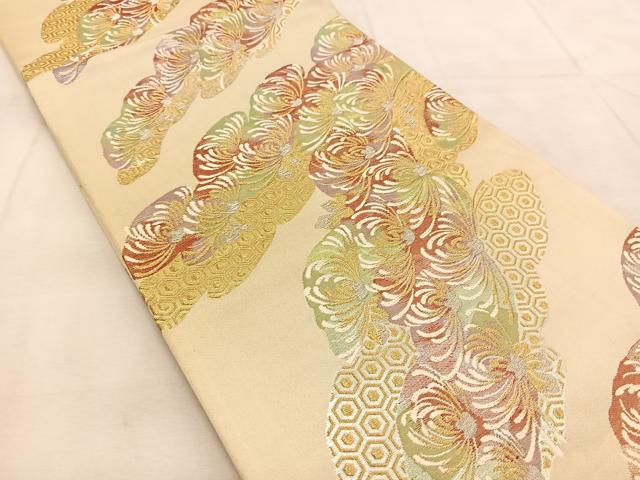 平和屋着物◎六通柄袋帯 唐織 乱菊 金銀糸 正絹 逸品 BAAU8482yc