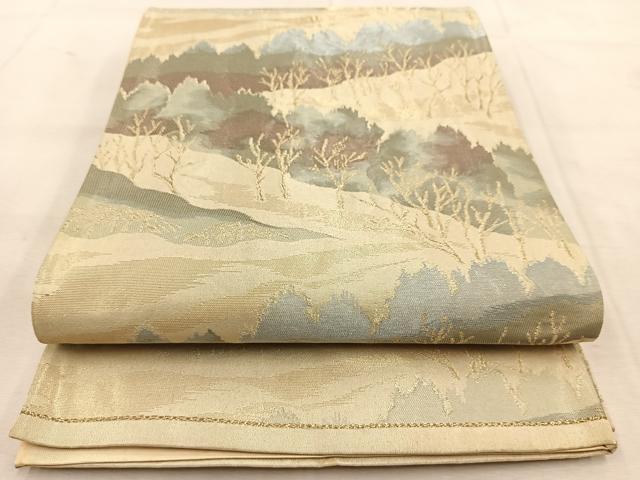 平和屋着物◎六通柄袋帯 木立 金銀糸 正絹 逸品 BAAU8504yc