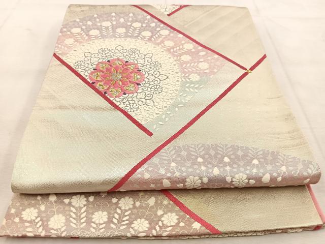 平和屋着物◎六通柄袋帯 唐織 石垣正倉院花文 金銀糸 正絹 逸品 BAAU8537yc