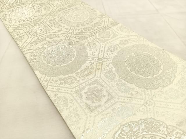 平和屋着物◎西陣 六通柄袋帯 蜀江花文 銀糸 正絹 逸品 BAAU8540yc