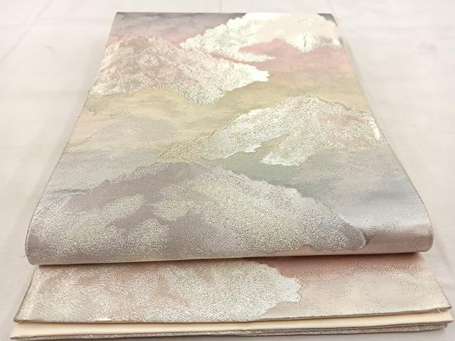 平和屋着物◎六通柄袋帯 雲源 銀糸 正絹 逸品 BAAU8542yc