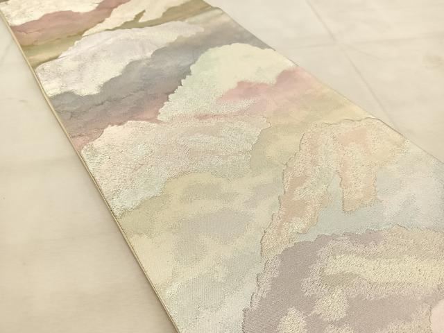 平和屋着物◎六通柄袋帯 雲源 銀糸 正絹 逸品 BAAU8542yc