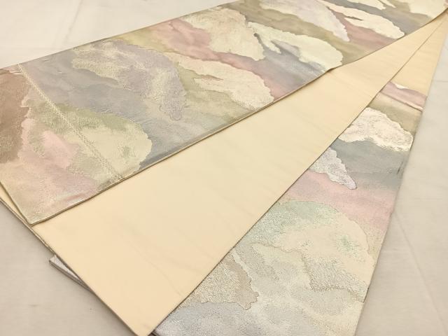 平和屋着物◎六通柄袋帯 雲源 銀糸 正絹 逸品 BAAU8542yc