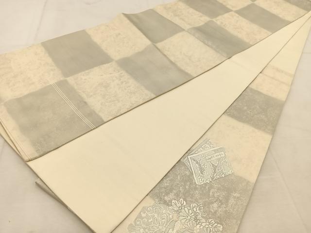 平和屋着物◎太鼓柄袋帯 鳳凰花文 銀糸 引箔 正絹 逸品 BAAU8565yc