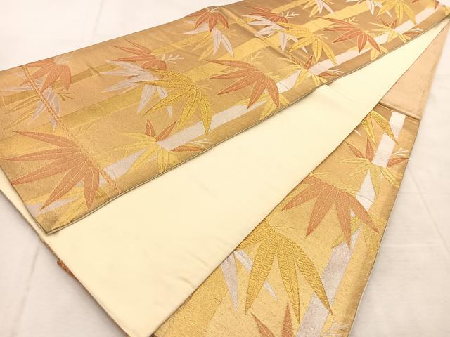 平和屋着物◎六通柄袋帯 笹竹文 金銀糸 正絹 逸品 BAAU8576yc