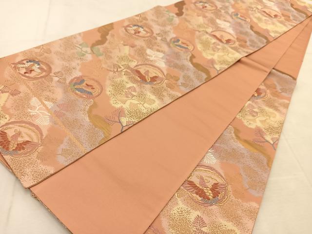 平和屋着物◎六通柄袋帯 唐織 鳳凰丸文 金糸 正絹 逸品 BAAU8601yc