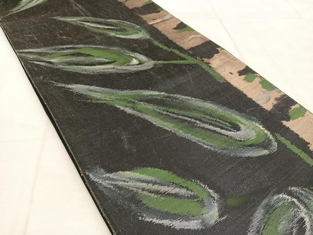 平和屋着物◎六通柄袋帯 笹竹文 黒地 金糸 引箔 正絹 逸品 BAAU8618yc