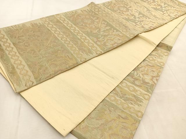 平和屋着物◎六通柄袋帯 花唐草文 金銀糸 正絹 逸品 BAAU8620yc