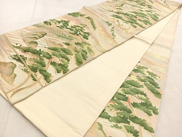 平和屋着物◎六通柄袋帯 唐織 枯山水 金銀糸 正絹 逸品 BAAU8626yc