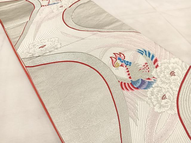 平和屋着物◎六通柄袋帯 唐織 九百錦 プラチナ箔 白鳳彩華文 正絹 逸品 BAAU8639yc