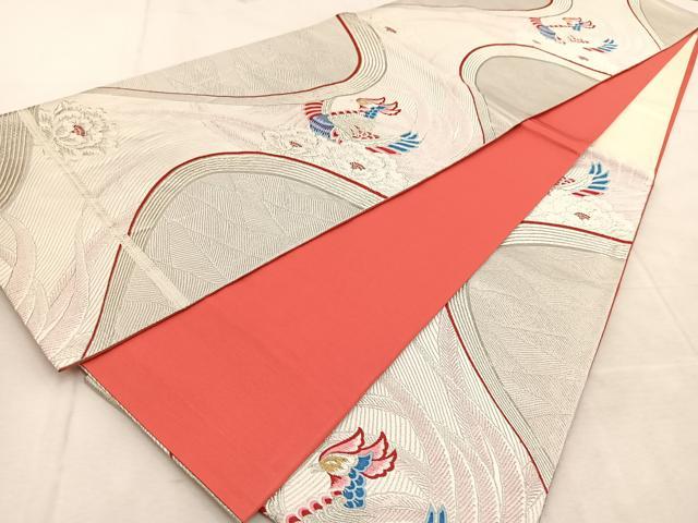 平和屋着物◎六通柄袋帯 唐織 九百錦 プラチナ箔 白鳳彩華文 正絹 逸品 BAAU8639yc