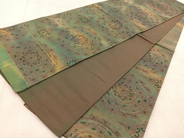 平和屋着物◎六通柄袋帯 ふくれ織 正倉院花文 正絹 逸品 BAAU8670yc
