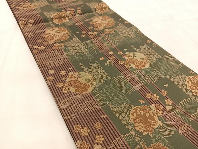 平和屋着物◎両面 全通柄袋帯 吉祥花丸文 正絹 逸品 BAAU8719yc