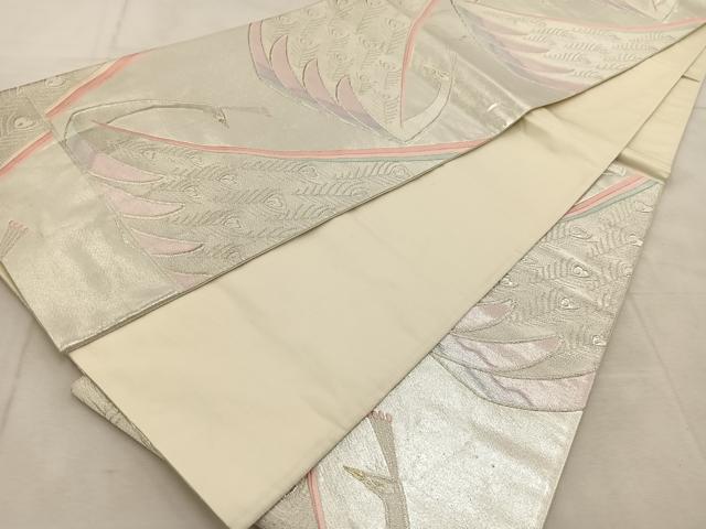 平和屋着物◎六通柄袋帯 唐織 孔雀 金銀糸 正絹 逸品 BAAU8821yc