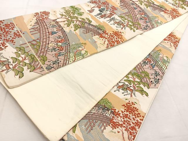 平和屋着物◎六通柄袋帯 唐織 大名行列 金糸 正絹 逸品 BAAU8858yc