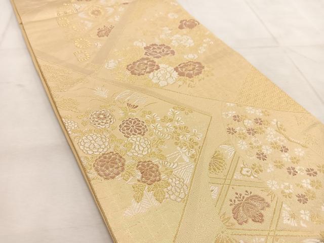 平和屋着物◎六通柄袋帯 唐織 吉祥草花文 金糸 正絹 逸品 BAAU8863yc