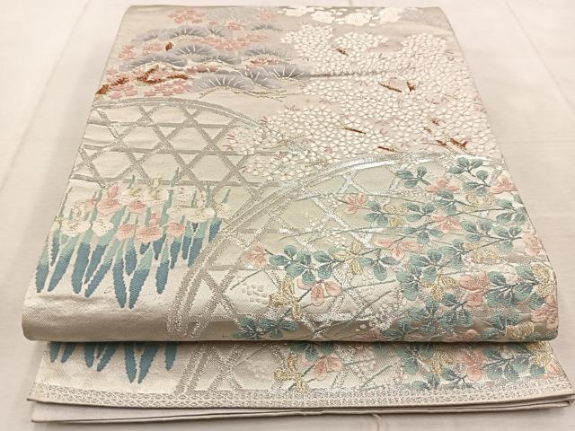 平和屋着物◎六通柄袋帯 唐織 光悦寺 金銀糸 正絹 逸品 BAAU8899yc