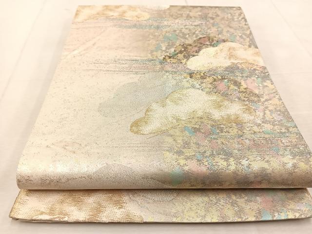 平和屋着物◎六通柄袋帯 笠松 金銀糸 引箔 正絹 逸品 BAAU8902yc