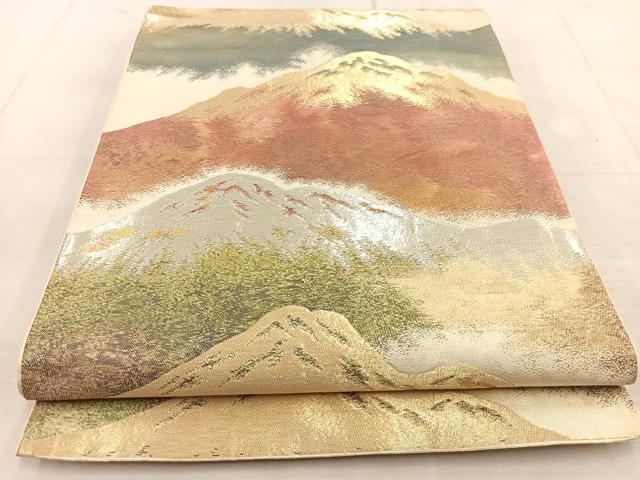 平和屋着物◎六通柄袋帯 重ね山文 金銀糸 正絹 逸品 BAAU8904yc