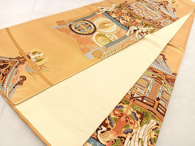 平和屋着物◎六通柄袋帯 唐織 鉾 金銀糸 正絹 逸品 BAAU8929yc