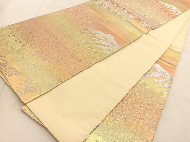 平和屋着物◎六通柄袋帯 遠山樹林文 金銀糸 正絹 逸品 BAAU8938yc
