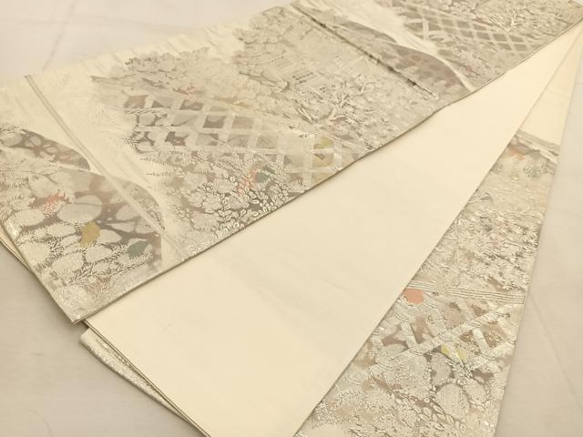 平和屋着物◎六通柄袋帯 風景樹林文 古京錦 二重引箔 正絹 逸品 BAAU8939yc