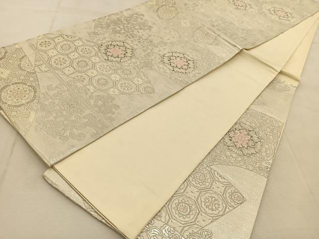 平和屋着物◎六通柄袋帯 唐織 地紙更紗花文 プラチナ二重箔 正絹 逸品 BAAU8949yc