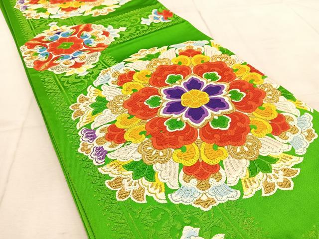平和屋着物◎六通柄袋帯 唐織 正倉院花文 金銀糸 正絹 逸品 BAAU8971yc