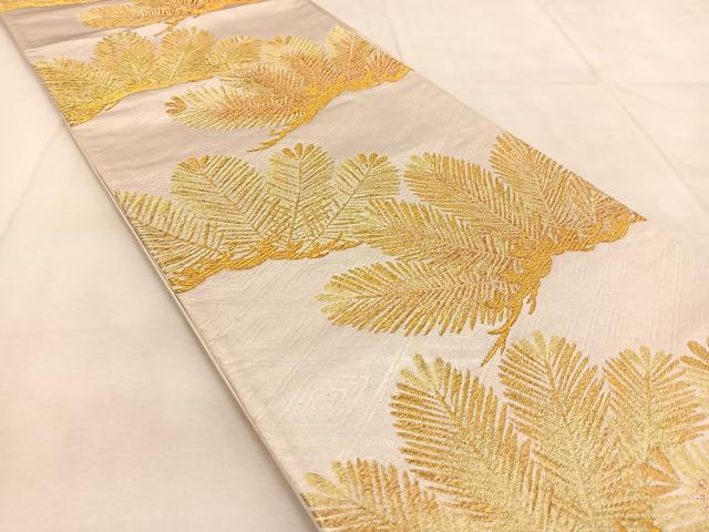 平和屋着物◎六通柄袋帯 若松葉 金糸 正絹 逸品 BAAU8979yc