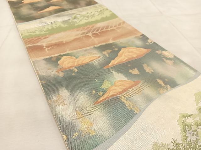 平和屋着物◎六通柄袋帯 枯山水 金銀糸 引箔 正絹 逸品 BAAU8985yc