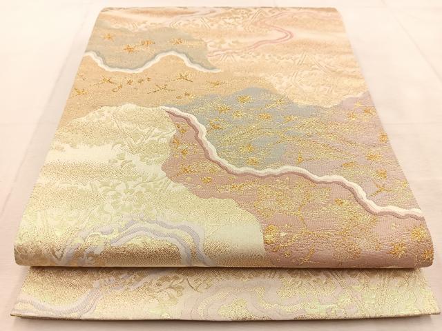 平和屋着物◎六通柄袋帯 道長花鳥文 数寄屋 金糸 正絹 逸品 BAAU9015yc