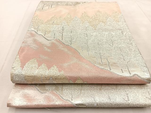 平和屋着物◎六通柄袋帯 樹林文 金銀糸 正絹 逸品 BAAU9042yc
