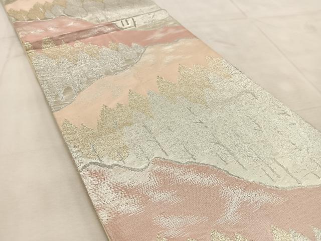 平和屋着物◎六通柄袋帯 樹林文 金銀糸 正絹 逸品 BAAU9042yc