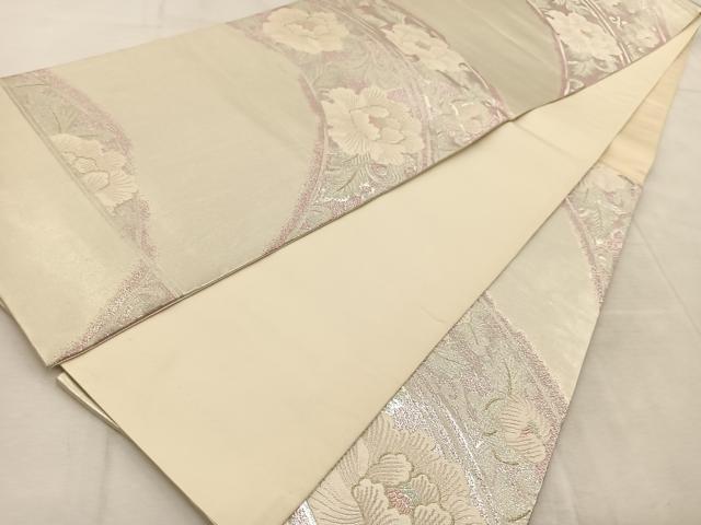 平和屋着物◎六通柄袋帯 唐織 牡丹 金銀糸 正絹 逸品 BAAU9058yc