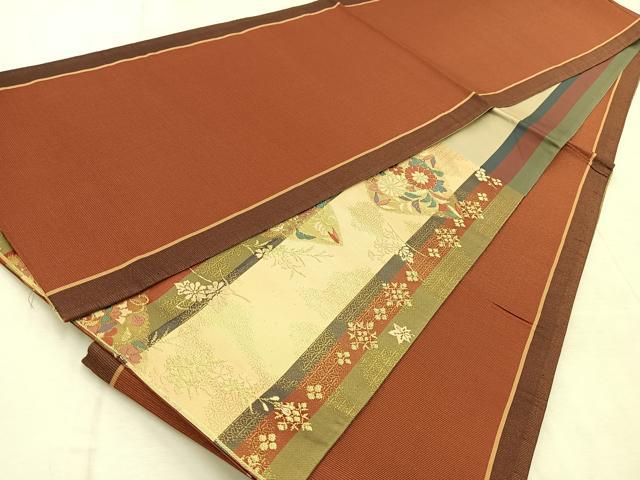 平和屋着物◎両面 六通柄袋帯 唐織 更紗菱花文 金糸 正絹 逸品 BAAU9060yc
