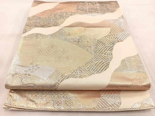 平和屋着物◎六通柄袋帯 道長吉祥花文 金銀糸 正絹 逸品 BAAU9077yc