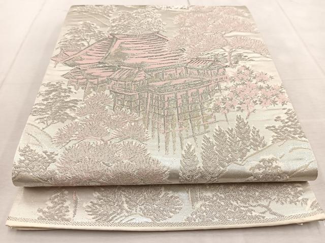 平和屋着物◎六通柄袋帯 京名所 プラチナ二重箔 正絹 逸品 BAAU9101yc