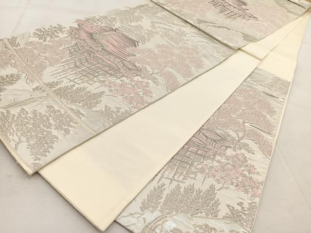 平和屋着物◎六通柄袋帯 京名所 プラチナ二重箔 正絹 逸品 BAAU9101yc