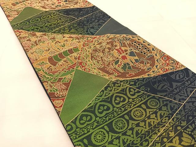 平和屋着物◎西陣 六通柄袋帯 狩猟文 金糸 引箔 正絹 逸品 BAAU9117yc