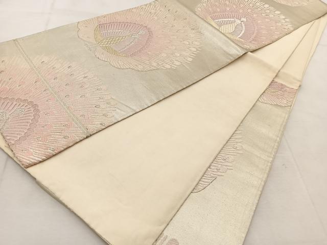 平和屋着物◎六通柄袋帯 唐織 孔雀 金銀糸 正絹 逸品 BAAU9126yc