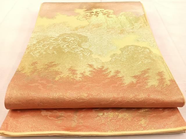 平和屋着物◎六通柄袋帯 立波文 金銀糸 引箔 正絹 逸品 BAAU9142yc