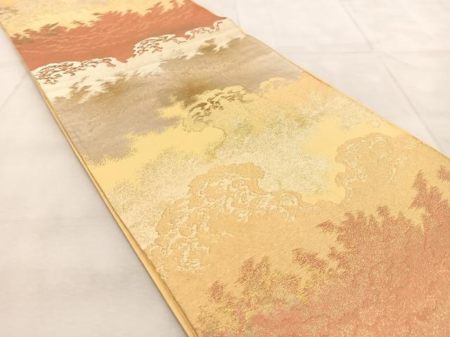 平和屋着物◎六通柄袋帯 立波文 金銀糸 引箔 正絹 逸品 BAAU9142yc
